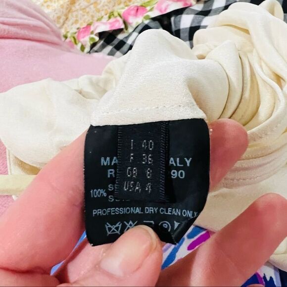 Derek Lam Cream Silk Sleeveless Fringe Tie Blouse Top Size 4 IT 40 - Picture 10 of 13